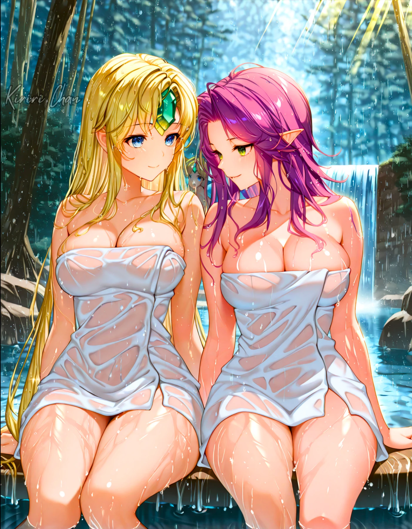 Angela & Riesz By The Waterfall! 💦💞 Hentai by Kiriri_Chan - Uncensored - Hentai Image 25