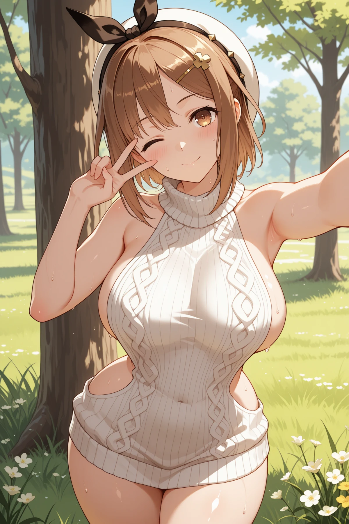 Reisalin Stout - Virgin Killer Sweater || Atelier Ryza Hentai by Vlen - Uncensored - Hentai Image 2