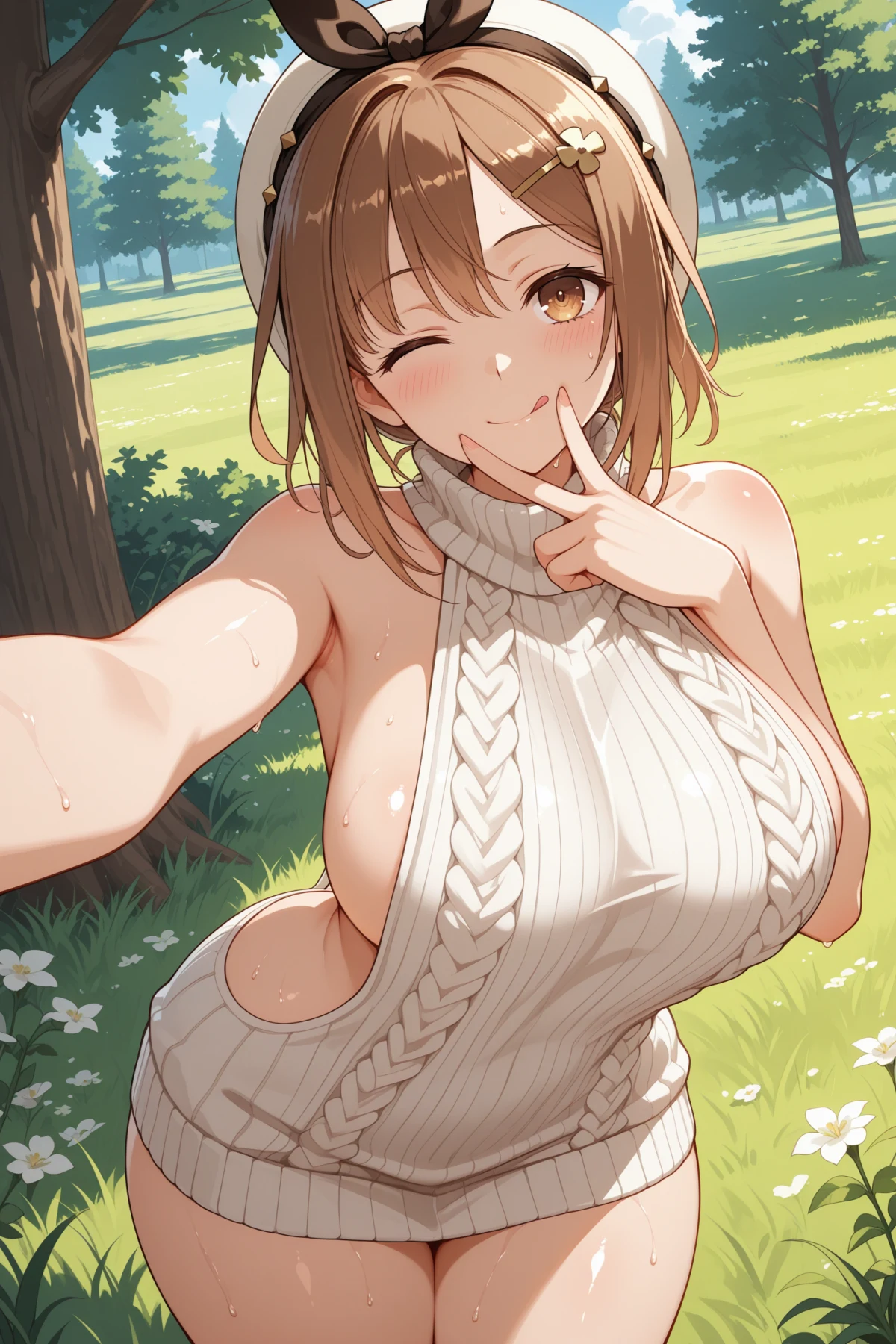 Reisalin Stout - Virgin Killer Sweater || Atelier Ryza Hentai by Vlen - Uncensored - Hentai Image 3