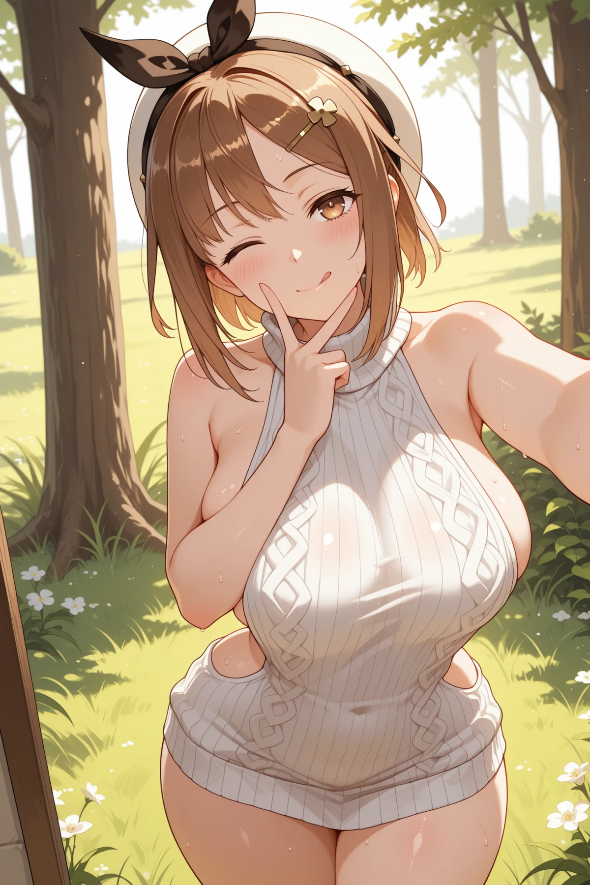 Reisalin Stout - Virgin Killer Sweater || Atelier Ryza Hentai by Vlen - Uncensored - Hentai Image 4