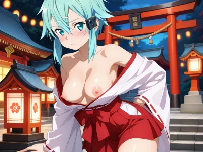 Sinon 詩音 Miko outfit Sex by AIWaifuClub