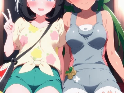 Selene and Mallow - Pokemon - Art by Corudozera