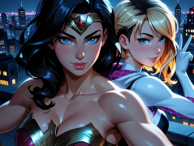 Wonder Woman and Gwen Stacy - Wonder Woman and Spider - Man