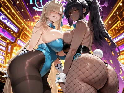 Uncensored Hentai - Karin x Asuna: Bunny Girl Jackpot – 30 Images