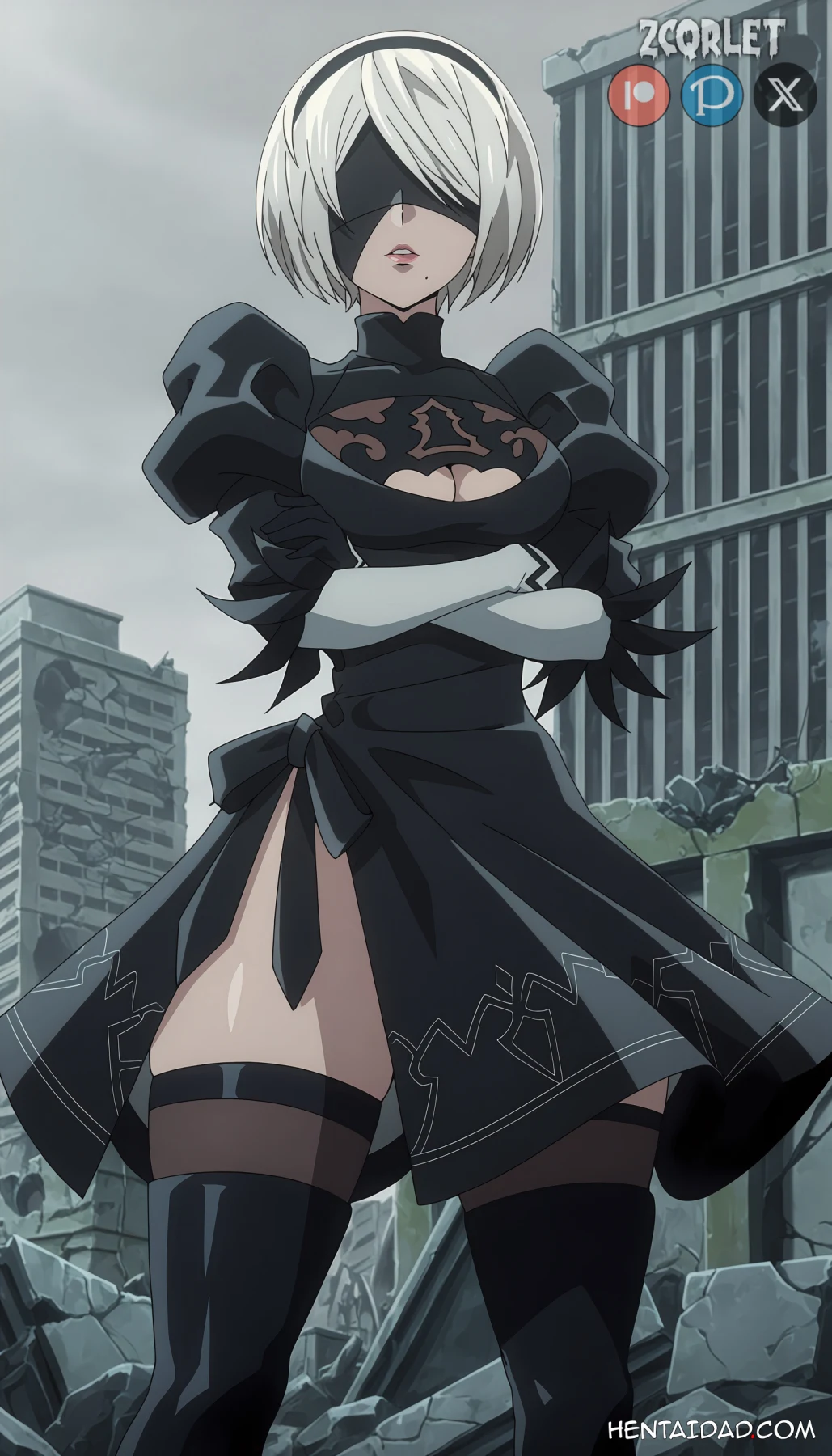 YoRHa No.2 Type B -2B- ヨルハ２号Ｂ型 x YoRHa No.9 Type S -9S- ヨルハ９号Ｓ型 - Nier: Automata Ver1.1a - 4 Outfits – 105 Images - Uncensored (Zcqrlet Hentai Image 1)