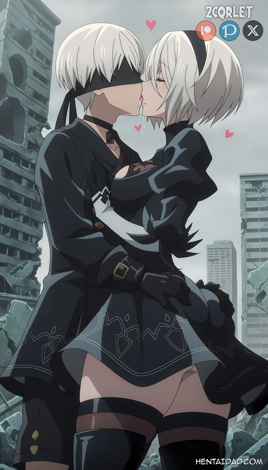 YoRHa No.2 Type B -2B- ヨルハ２号Ｂ型 x YoRHa No.9 Type S -9S- ヨルハ９号Ｓ型 - Nier: Automata Ver1.1a - 4 Outfits – 105 Images - Rule 34 Art (Zcqrlet Hentai Image 11)