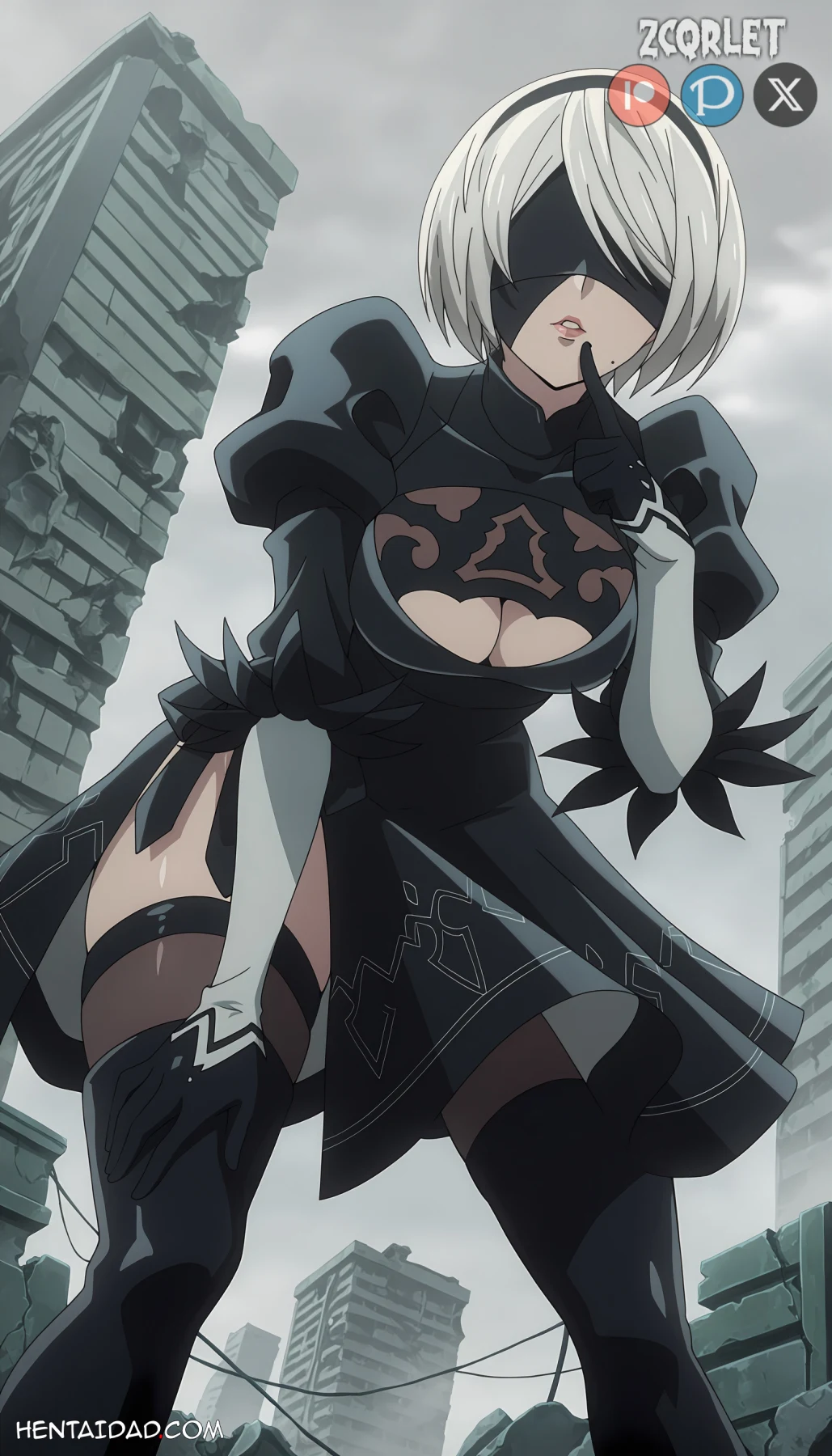 YoRHa No.2 Type B -2B- ヨルハ２号Ｂ型 x YoRHa No.9 Type S -9S- ヨルハ９号Ｓ型 - Nier: Automata Ver1.1a - 4 Outfits – 105 Images - Rule 34 Art (Zcqrlet Hentai Image 3)