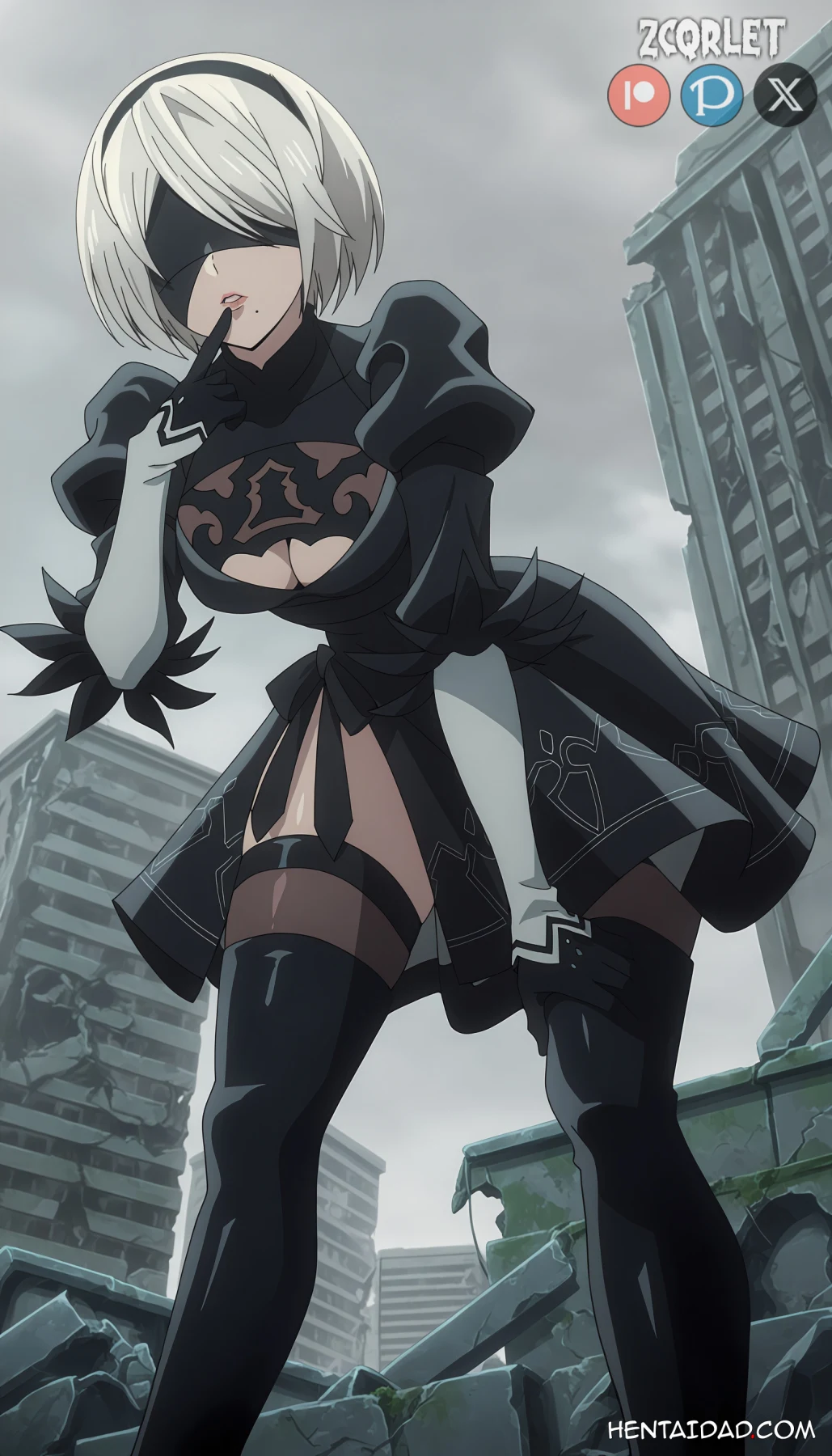 YoRHa No.2 Type B -2B- ヨルハ２号Ｂ型 x YoRHa No.9 Type S -9S- ヨルハ９号Ｓ型 - Nier: Automata Ver1.1a - 4 Outfits – 105 Images - Erotic Concept (Zcqrlet Hentai Image 4)