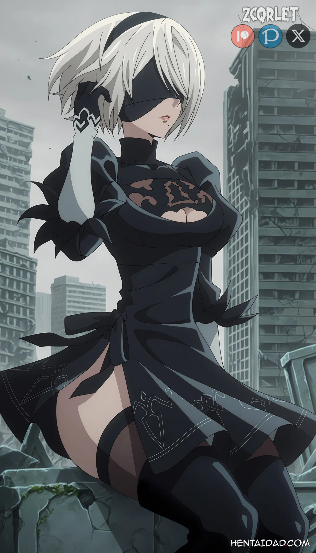 YoRHa No.2 Type B -2B- ヨルハ２号Ｂ型 x YoRHa No.9 Type S -9S- ヨルハ９号Ｓ型 - Nier: Automata Ver1.1a - 4 Outfits – 105 Images - 4K Resolution (Zcqrlet Hentai Image 6)