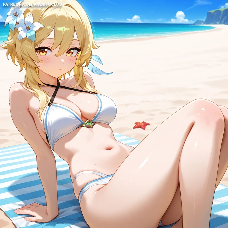 NSFW Hentai - Lumine 熒 white bikini